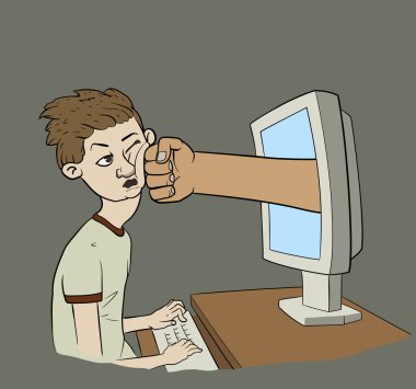 monitörden yumruk