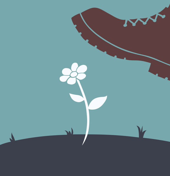 Нога над цветом
