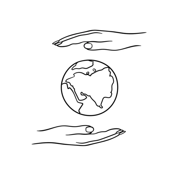 Planet Earth In Hands — Stock Vector