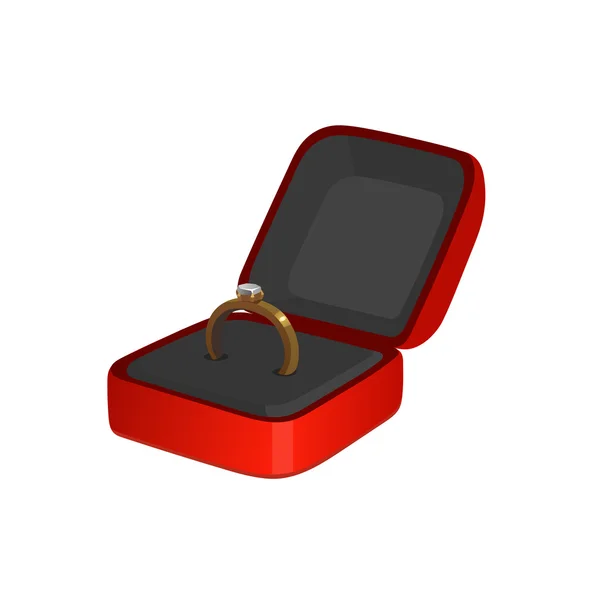 Anillo en una caja roja — Vector de stock