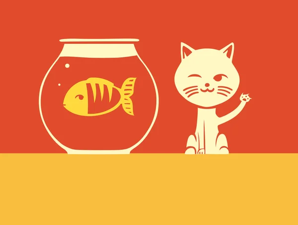 Gato y pescado — Archivo Imágenes Vectoriales