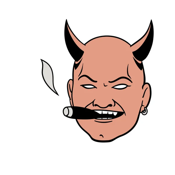 Smoking devil head — Stock Vector