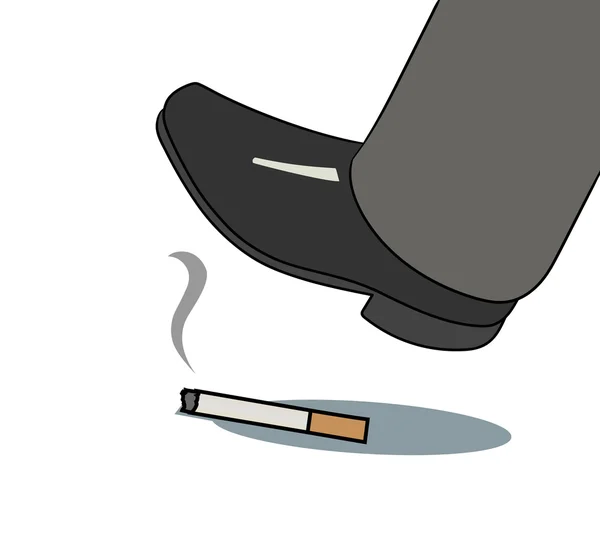 Foot over cigarette — Stock Vector