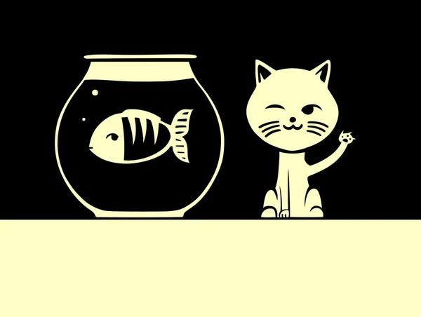 Katt och fisk — Stock vektor