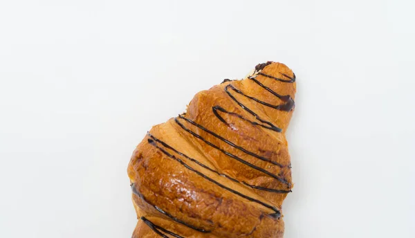Fresh Croissant Isolated White Background Chocolate — Stock Photo, Image