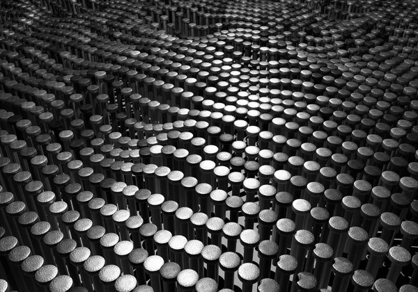 Abstrakcyjne Tło Wielu Srebrnych Czarnych Chromowanych Metalicznych Ruchów Paznokci Górę — Zdjęcie stockowe