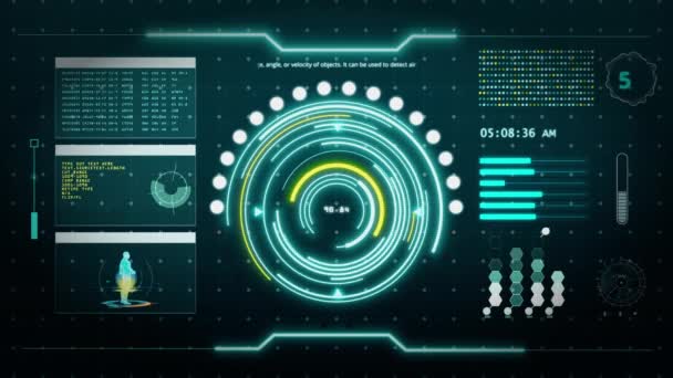 Hud Digital Transformação Interface Usuário Tela Computador Com Pixels Fundo — Vídeo de Stock