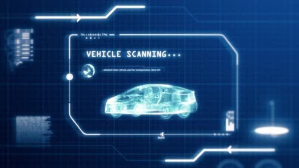 Hud Rijden Voertuig Auto Specificatie Scannen Gebruikersinterface Computer Scherm Met — Stockvideo