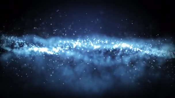 Abstraktes Blaues Glühendes Teilchen Das Weltraum Brennt Filmmaterial — Stockvideo