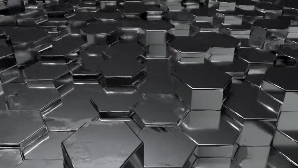 Streszczenie Czarny Metaliczny Plaster Miodu Losowym Tle Podłogi Poziomu Powierzchni — Wideo stockowe