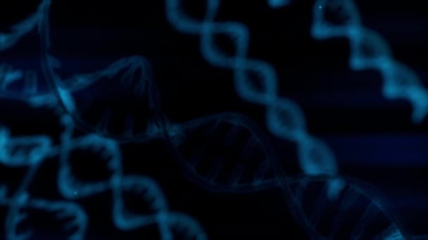 Dna Cromosomico Blu Gradualmente Incandescente Sfarfallio Materia Luminosa Chimica Quando — Video Stock