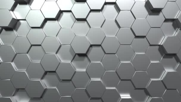 Silver Hexagon Bikaka Rör Sig Upp Och Ner Slumpmässigt Bakgrund — Stockvideo