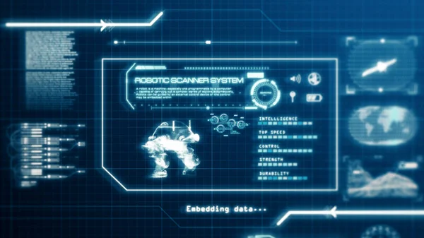 Hud Robot Scanning Capacidade Sistema Interface Usuário Tela Computador Com — Fotografia de Stock