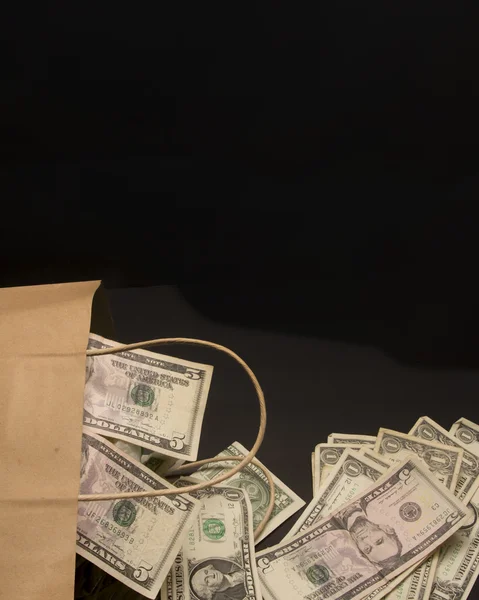 Money Bag with Cash — Stock Photo, Image