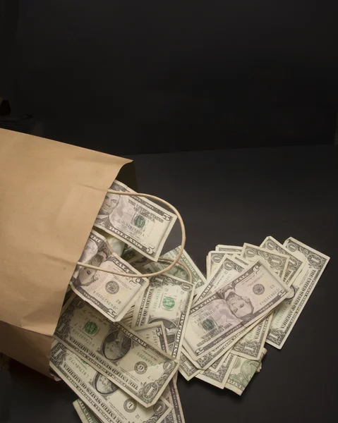Money Bag with Cash — Stock Photo, Image
