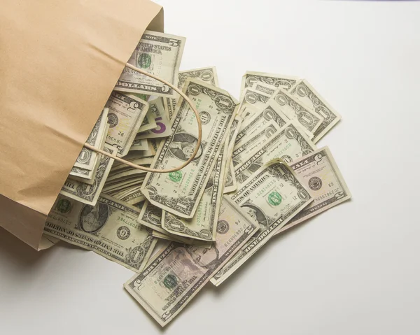 Money Bag with Cash — Stock Photo, Image