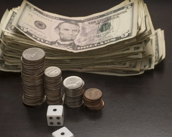 Money Change and Dice — Stock Photo, Image