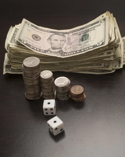 Money Change and Dice — Stock Photo, Image