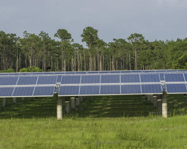 Eletricidade produzindo painéis solares — Fotografia de Stock