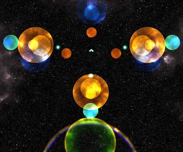 Mystical Metaphysical Spheres of various colors in a distant place in the universe.