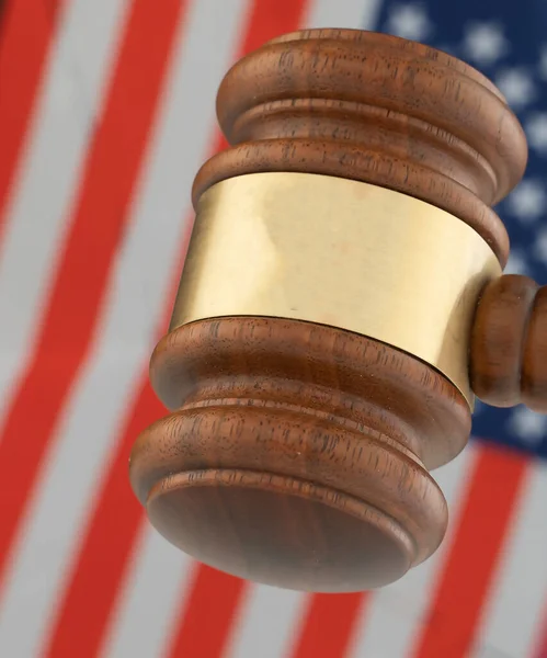 Amerikai Igazságszolgáltatás Kalapáccsal Amerikai Zászlóval Jelölve — Stock Fotó