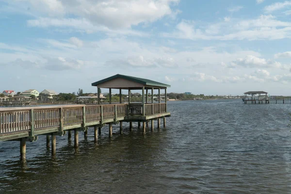 Voie Navigable Intercôtière Avec Quai Pêche Flagler Floride — Photo