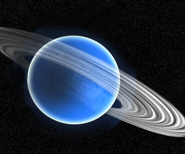 Glistening Rings Surround Neptune Soft Blue Planet — Stok fotoğraf