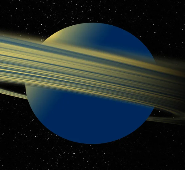 Unusual Blue Yellow Planet Outer Reaches Universe — Stok fotoğraf