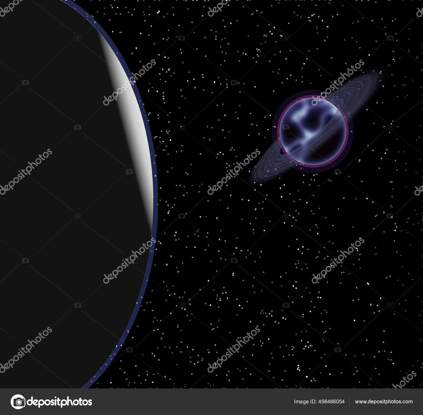 Mystical Ringed Purple Planet Distant Region Universe — Stock Photo ...