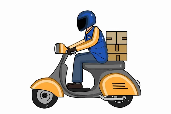 Kurir Motorscooter Darwing Isolerad Illustration Symbol — Stockfoto