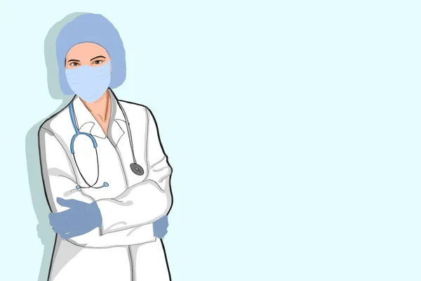 Karikatür Hemşiresi Doktor Sağlıklı Işçi Bilimsel Duruş Üniforma Giyen Yarı — Stok fotoğraf