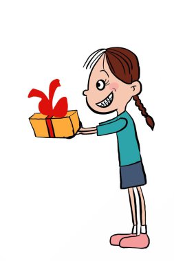 cute girl holding gift wrap