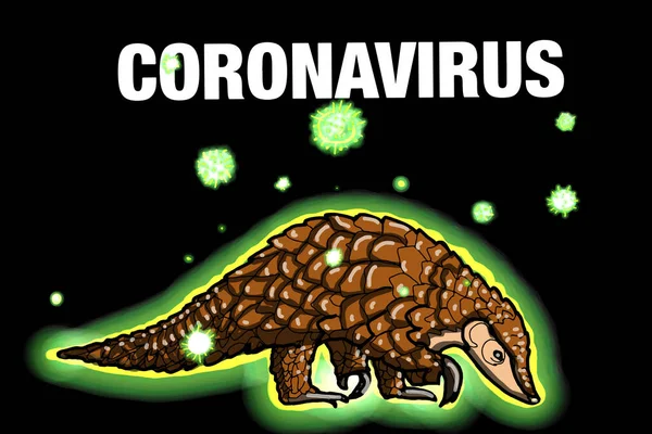 Pangolin Dier Coronavirus Tekst Illustratie — Stockfoto