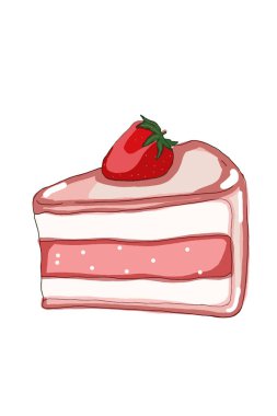Çilekli pasta çizimi, çizgi film.
