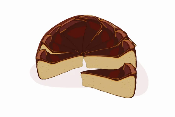 San Sebastian Kuchen Käsekuchen Illustration — Stockfoto
