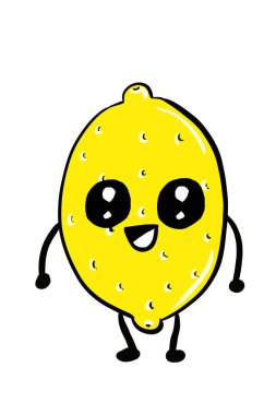 Çizgi film kawaii limon karakterleri, izole çizimler
