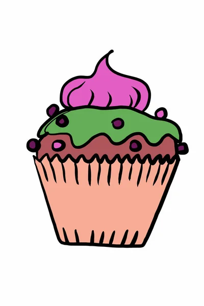 Cup Cake Cartoon Illustration Drawing — Stock Photo, Image