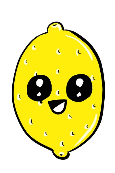 Cartoon Kawaii Lemon Characters Illustration Drawing — Stock Photo, Image