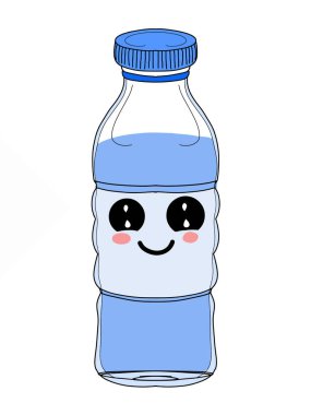 Şirin, kawaii karakterleri, su şişesi çizimi.