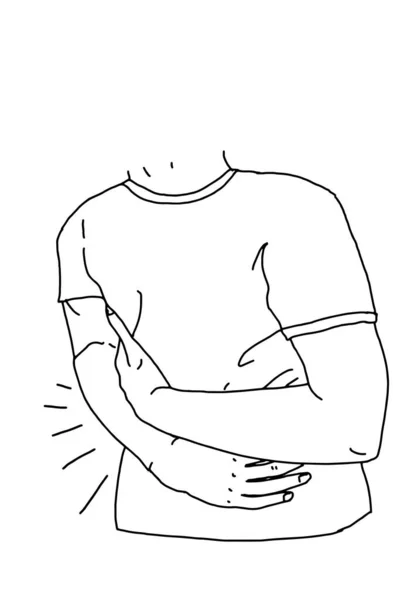 Magenschmerzen Menschlicher Körper Illustrationszeichnung Linienkunst — Stockfoto