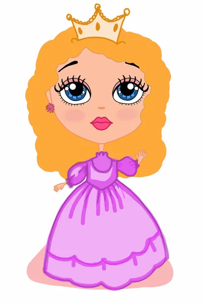 Cute Sweet Cartoon Girl Princess Characters Illustration Drawing — Stock Photo, Image