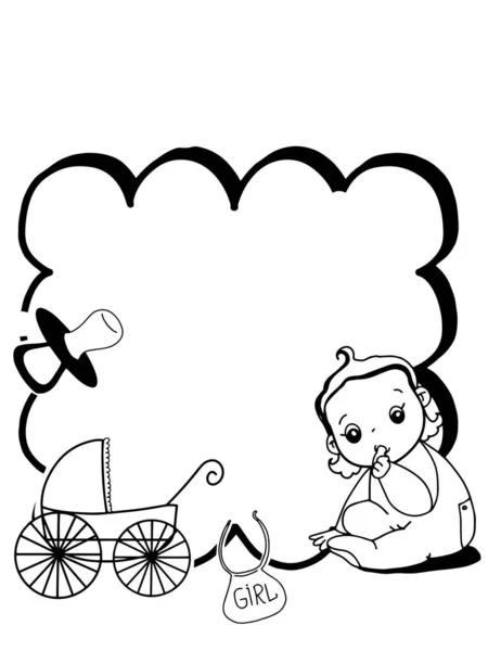 Cute Baby Girl Chłopiec Baby Shower Card Wynalazek Ilustracja — Zdjęcie stockowe