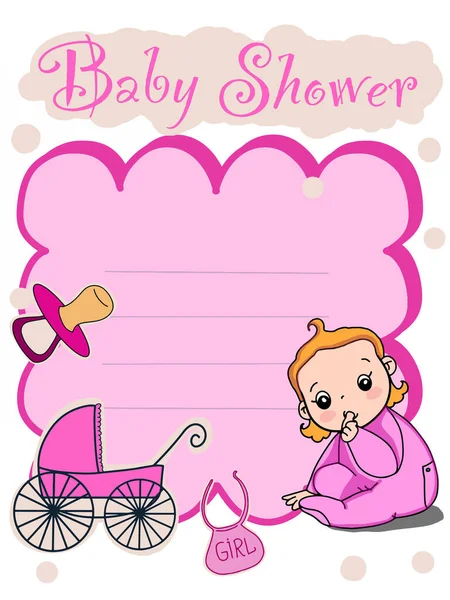 Cute Baby Girl Boy Baby Shower Card Invent Illustration — Stock Photo, Image