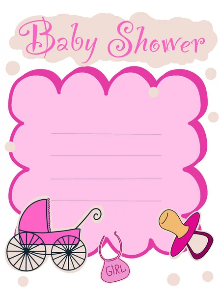 Cute Baby Girl Boy Baby Shower Card Invent Illustration — Stock Photo, Image