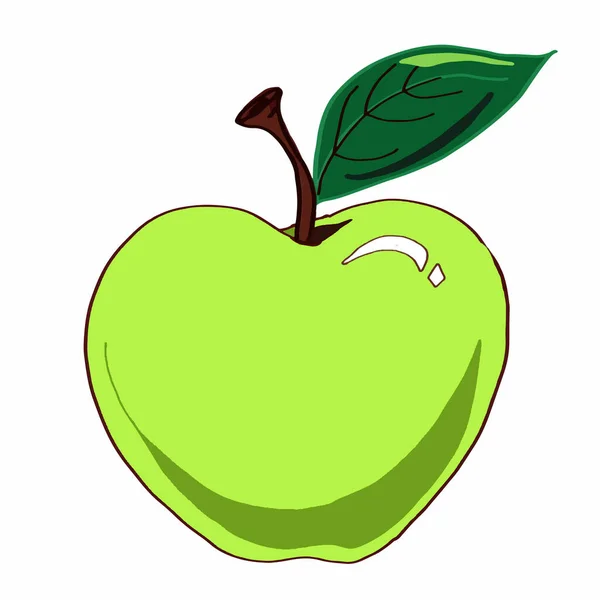 Grönt Äpple Ikon Illustration — Stockfoto