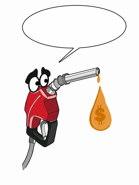 かわいい顔 ガスポンプ 燃料ポンプ キャラクター漫画イラストの描画とスピーチバブル 滴下油 — ストック写真