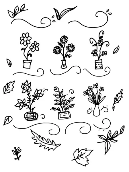 Spring Flower Line Art Pattern Illustration Drawing — Stock fotografie