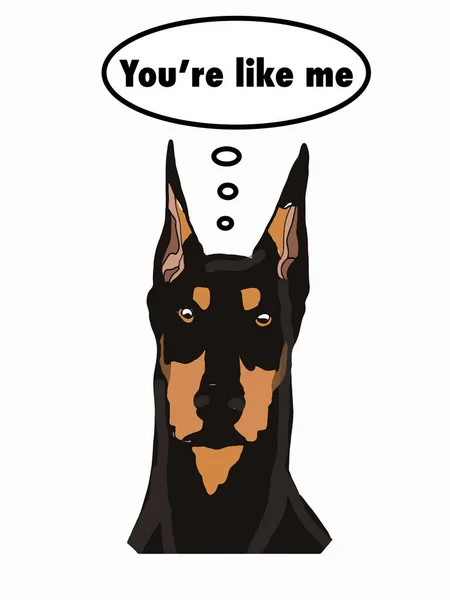 Doberman Pinscher Realistic Head Speech Bubble Drawing Isolated You — Stock fotografie