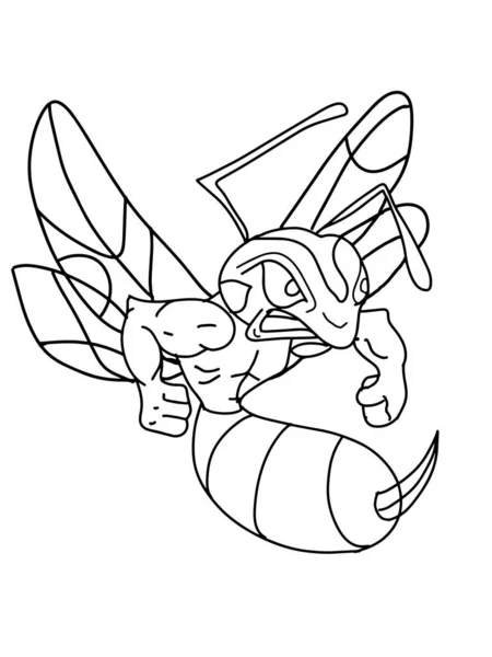 Angry Bee Mascot Characters Illustration Line Drawing — Stock fotografie