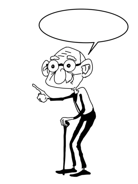 Cartoon Roztomilý Starý Muž Starší Dědeček Ilustrace Černošky Bílé Barvy — Stock fotografie